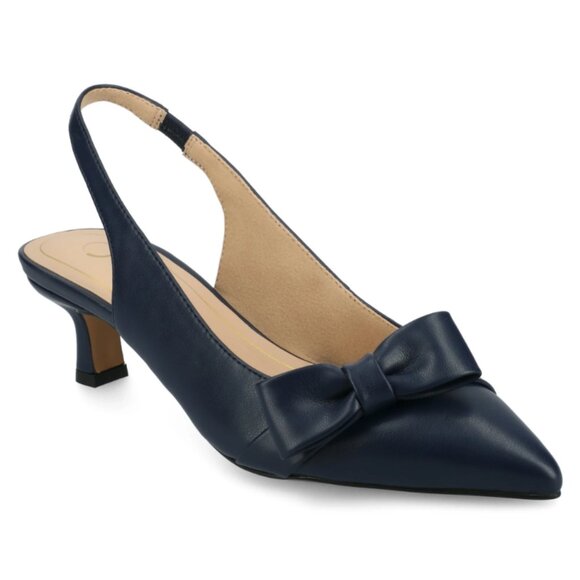 Journee Women Paloma Sling Back Pointed Toe Kitten Heel Pumps - Picture 1 of 7